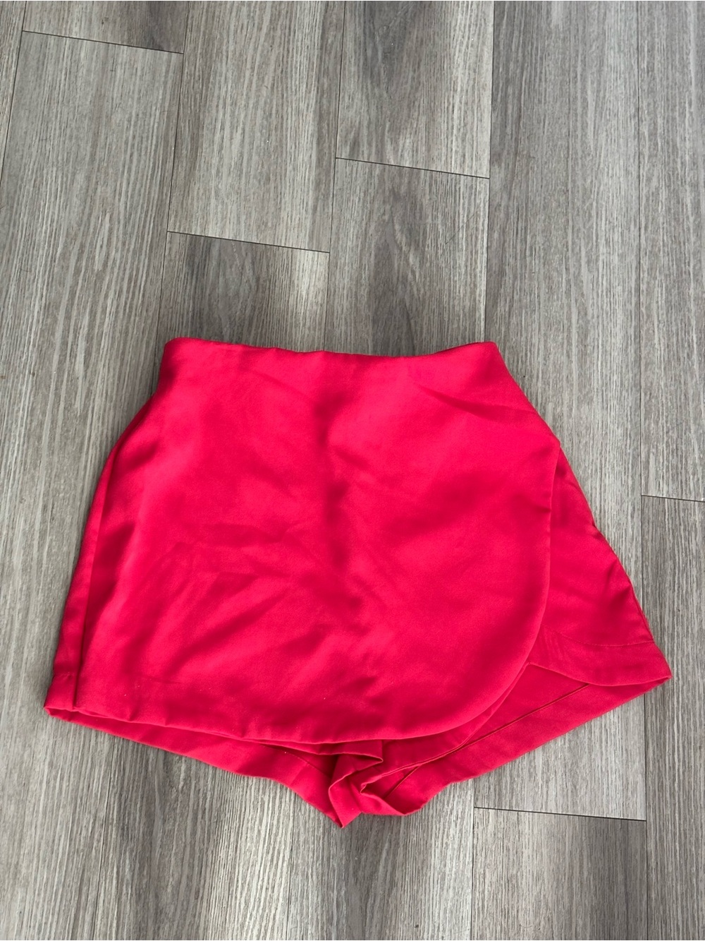 High-Waist Red Women’s Wrap-Front Shorts